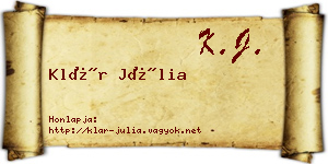 Klár Júlia névjegykártya